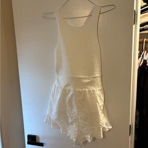 Free People White Sleeveless Textured Athletic Romper
